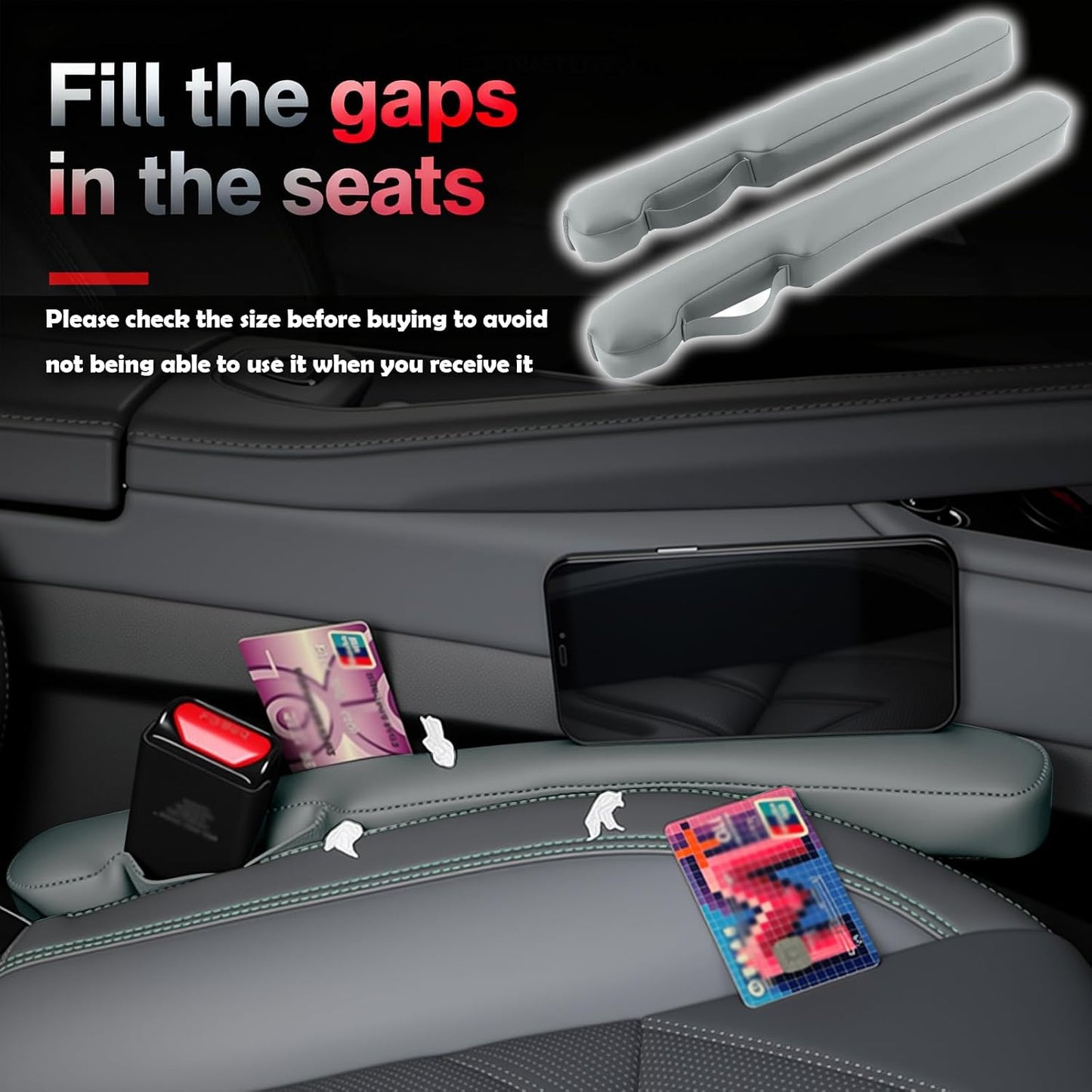 2026 2PCS Upgraded Car Seat Gap Filler with Fixing Ring,Elastic Car Gap Filler to Avoid Dropping Cell Phones/Keys,Essential Cars Gaps Seat Fillers Cars Accessories (Sage Green)