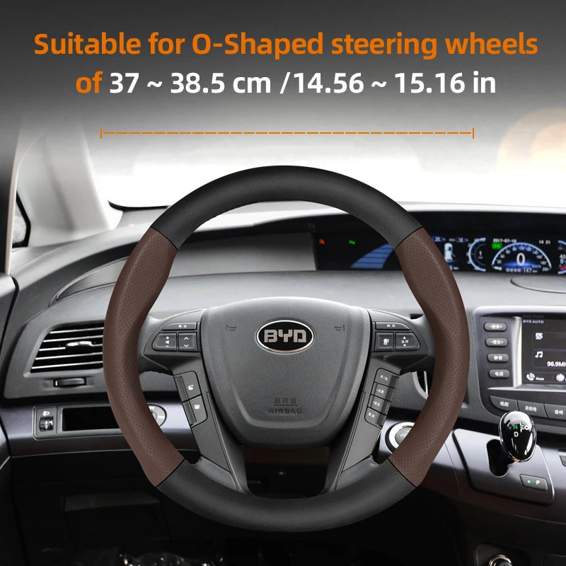Suitable for Byd Breathable Leather Matte Carbon Fiber Texture Steering Wheel Cover for Dolphin Mini Seal Atto 3 King Shark 6 Song Pro Seagull F0 Sealion 7 Yuan plus Dmi Cars Accessories