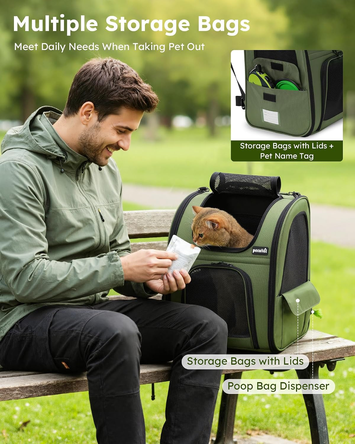 Pet Backpack Expandable, Cat Carrier Backpack with Breathable Window