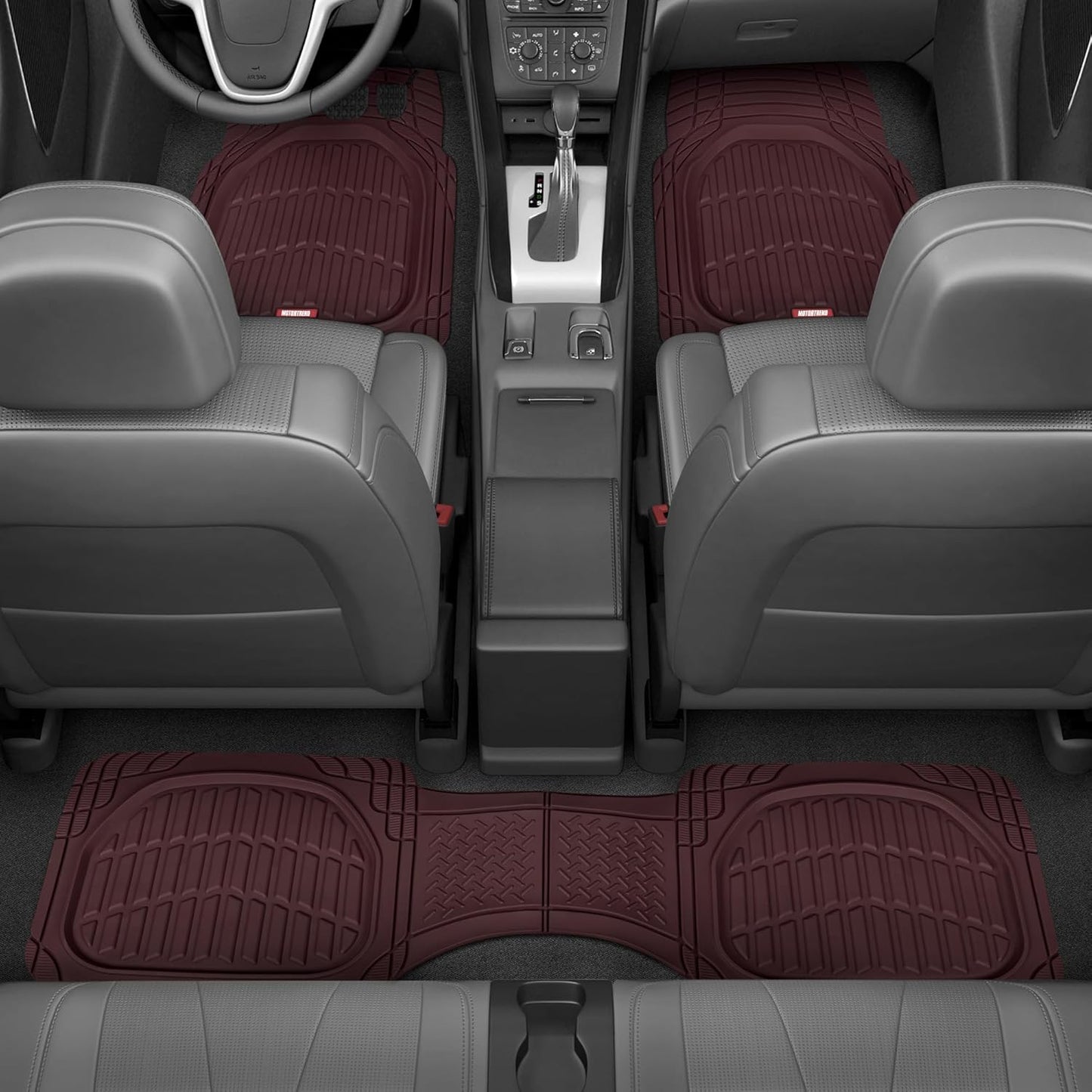 Flextough Floor Mats for Cars, Burgundy Deep Dish All-Weather Car Mats, Waterproof Trim-To Fit Automotive Cars Trucks SUV, Universal Liner Accessories
