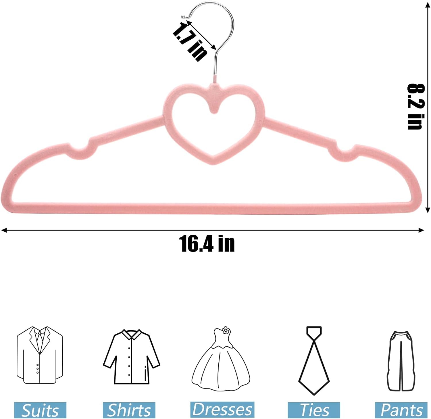 50 Pack Pink Velvet Hangers, Non-Slip Clothes Hangers with 360 Degree Rotating Hook Thin Felt Adult Hanger for Coat, Dress, Shirt, Jacket
