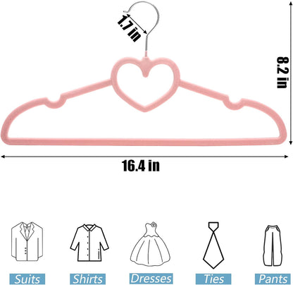 50 Pack Pink Velvet Hangers, Non-Slip Clothes Hangers with 360 Degree Rotating Hook Thin Felt Adult Hanger for Coat, Dress, Shirt, Jacket