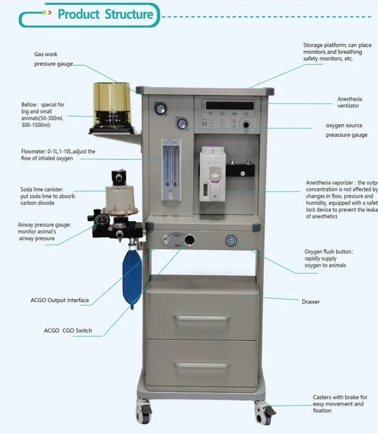PA1200V7 Animal Anaesthesia Machine Anaesthesia Equipment Pet Ventilator Anaesthesia Workstation Pet Hospital Special Equipment