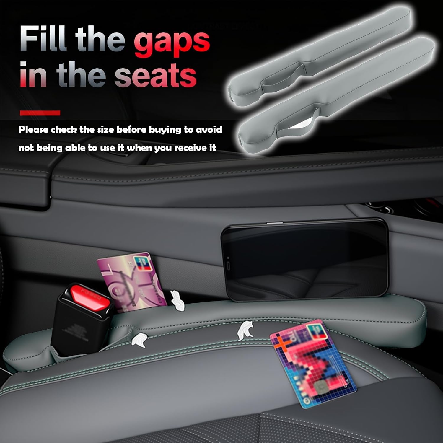 2026 2PCS Upgraded Car Seat Gap Filler with Fixing Ring,Elastic Car Gap Filler to Avoid Dropping Cell Phones/Keys,Essential Cars Gaps Seat Fillers Cars Accessories (Sage Green)