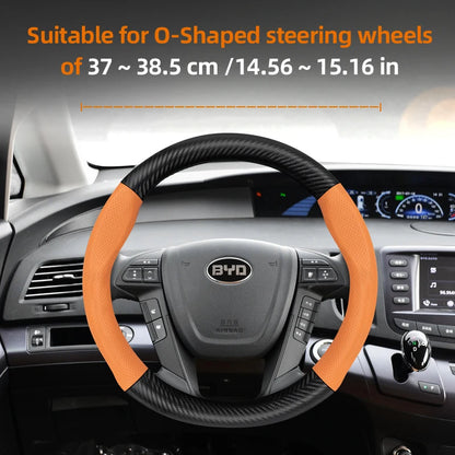 Suitable for Byd Breathable Leather Matte Carbon Fiber Texture Steering Wheel Cover for Dolphin Mini Seal Atto 3 King Shark 6 Song Pro Seagull F0 Sealion 7 Yuan plus Dmi Cars Accessories