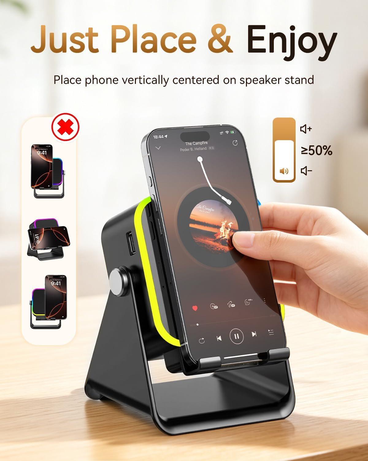 Gifts for Men Tech Gadgets Wireless Induction Speaker with Phone Stand