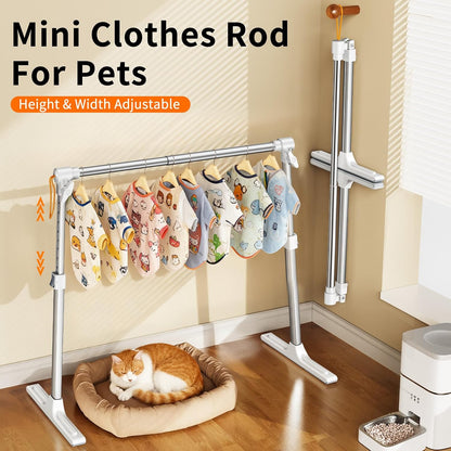 Foldable & Adjustable Dog Closet,Portable Clothing Rack for Pet/Dog Organization and Storage/Cat Clothing Rack,Space-Saving Alloy Mini Drying Rack,(20.4-35.4In Width, 17.3-26.7In Height)