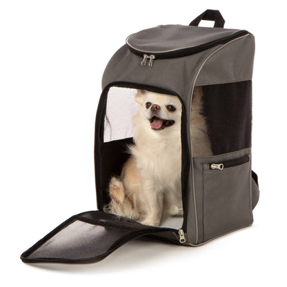 Medium Cat & Dog Travel Pet Backpack, Gray, 16 Lb Limit
