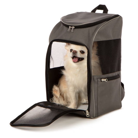 Medium Cat & Dog Travel Pet Backpack, Gray, 16 Lb Limit