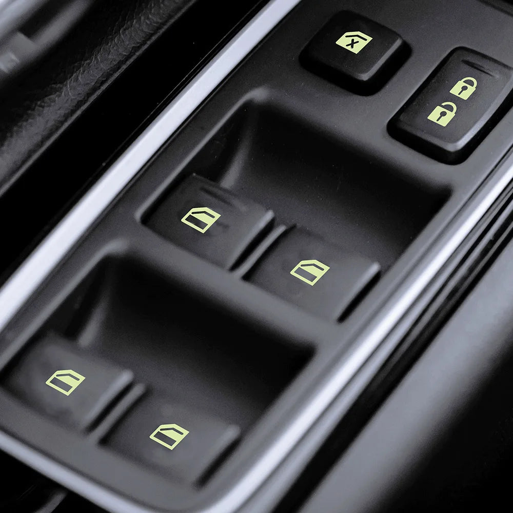Luminous Car Window Lifter Switch Button Stickers Fluorescent Decals Car Door Window Lift Night Safety Switch Cars Accessories