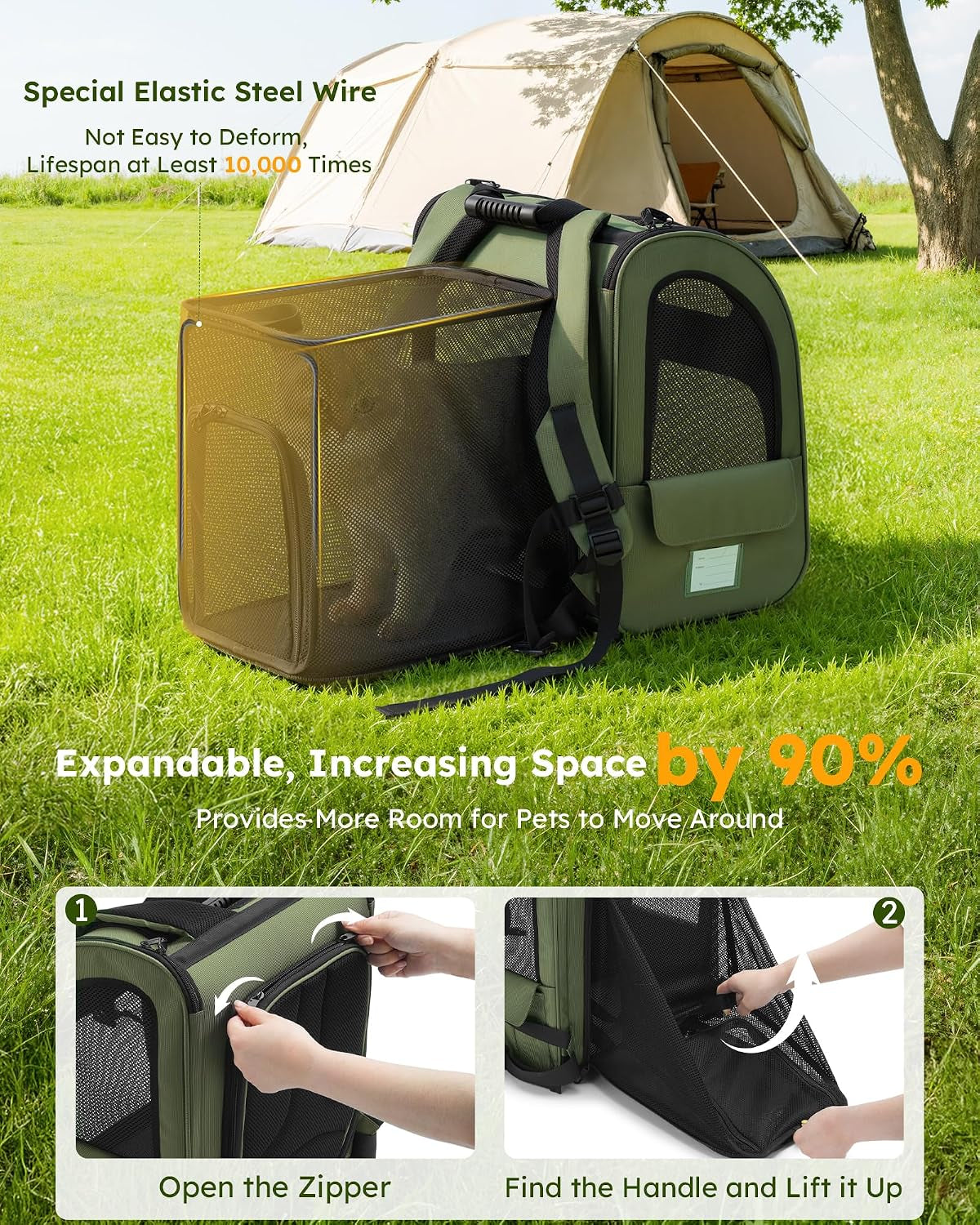Pet Backpack Expandable, Cat Carrier Backpack with Breathable Window