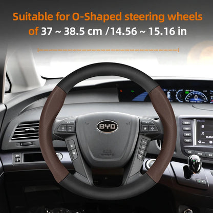 Suitable for Byd Breathable Leather Matte Carbon Fiber Texture Steering Wheel Cover for Dolphin Mini Seal Atto 3 King Shark 6 Song Pro Seagull F0 Sealion 7 Yuan plus Dmi Cars Accessories