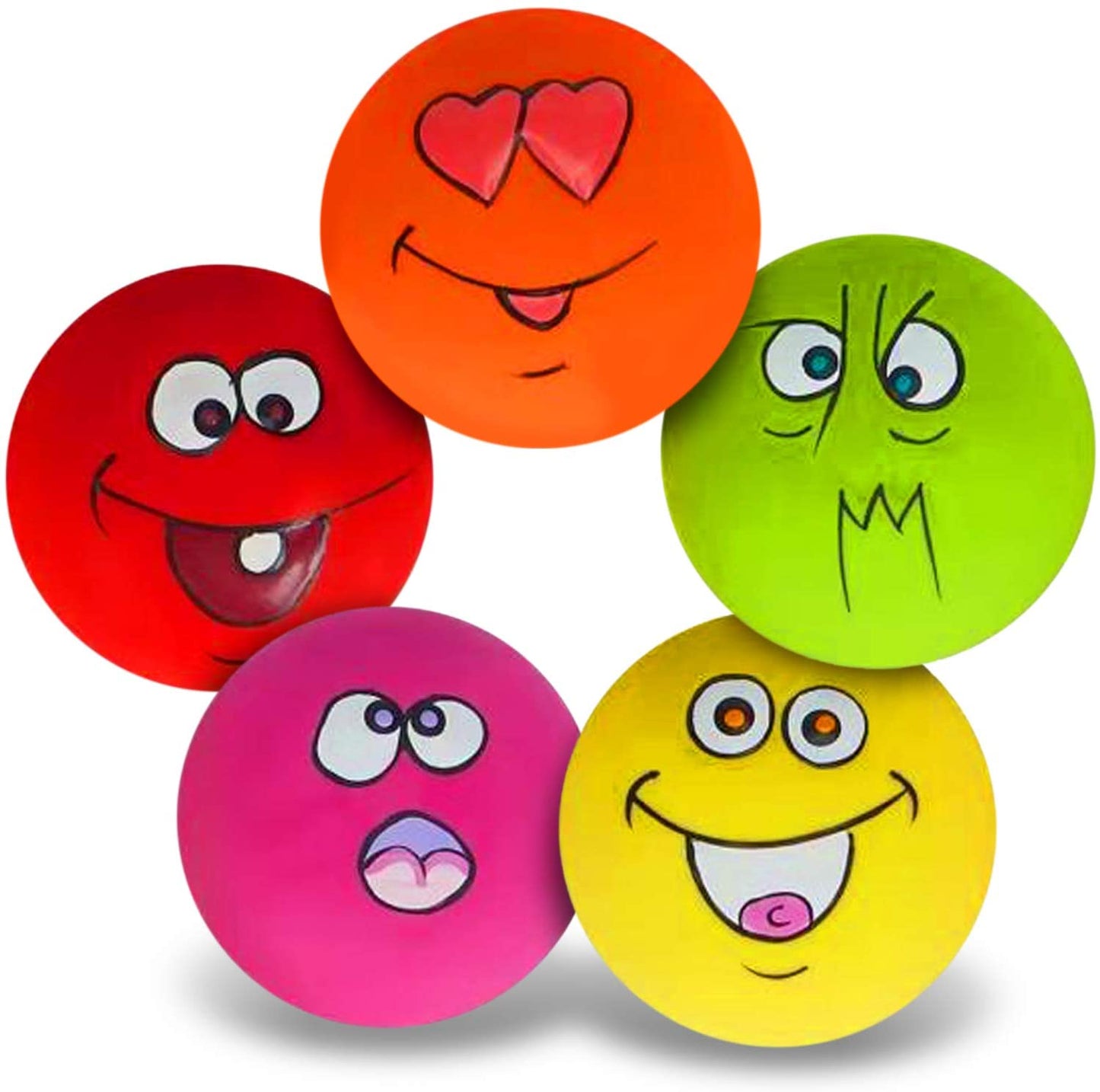 Dog Toy,Squeaky Dog Toys Chewing Durable Teething Latex Rubber Soft Interactive Fetch Play Dog Balls with Funny Face for Puppy Small Medium Pet Dog (5PCS)