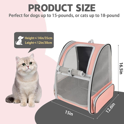 Cat Backpack Carrier,Pet Carrier Airline Approved for Small Dog Cat Puppy Kitten Bunny,Ventilated Mesh Design Animal Backpack for Hiking Camping Travel Bag (Pink)