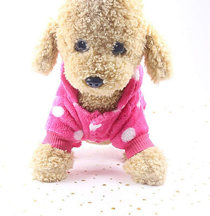 Pet Clothing, Velvet Hoodie Dog Costume Small Dog Cat Pet Clothing Puppy Apparel Dog Autumn Winter Jumpsuit (Hot Pink, X-Small)