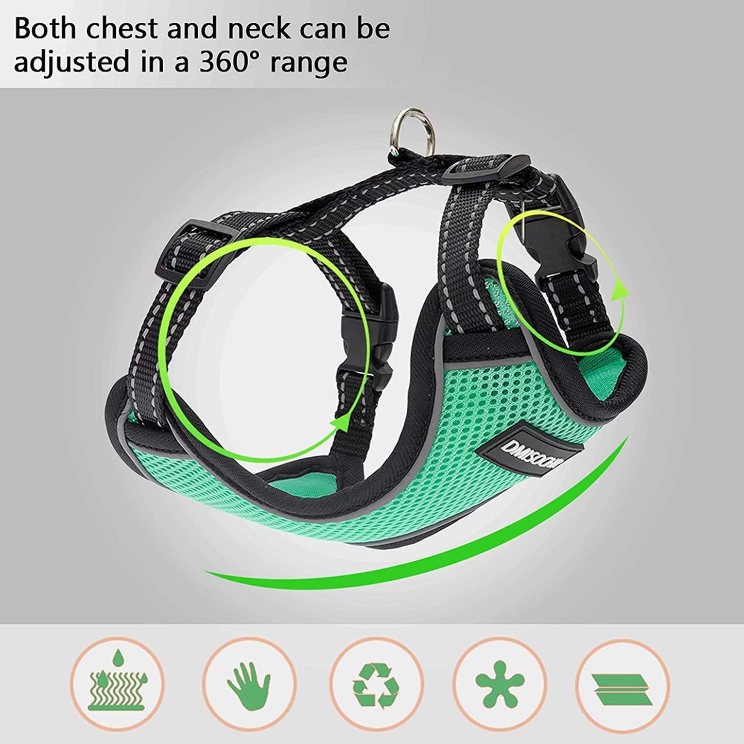 Cat Harness and Leash Set - Escape Proof Cat Vest Harness for Walking Outdoor - Reflective Adjustable Soft Mesh Breathable Body Pet Harness Easy Control for Small Medium Large Cats, Puppy