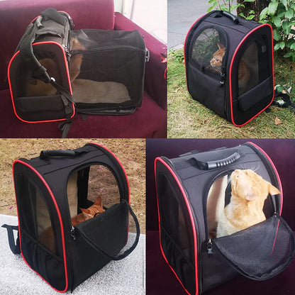 Cat Carrier Backpack,Expandable Cat Travel Carrier with Safety Strap and Zipper Buckle,Collapsible Pet Carrier Backpacks for Small Dog,Cat,Breathable Puppy Carrier Backpack for Hiking Camping Outdoor