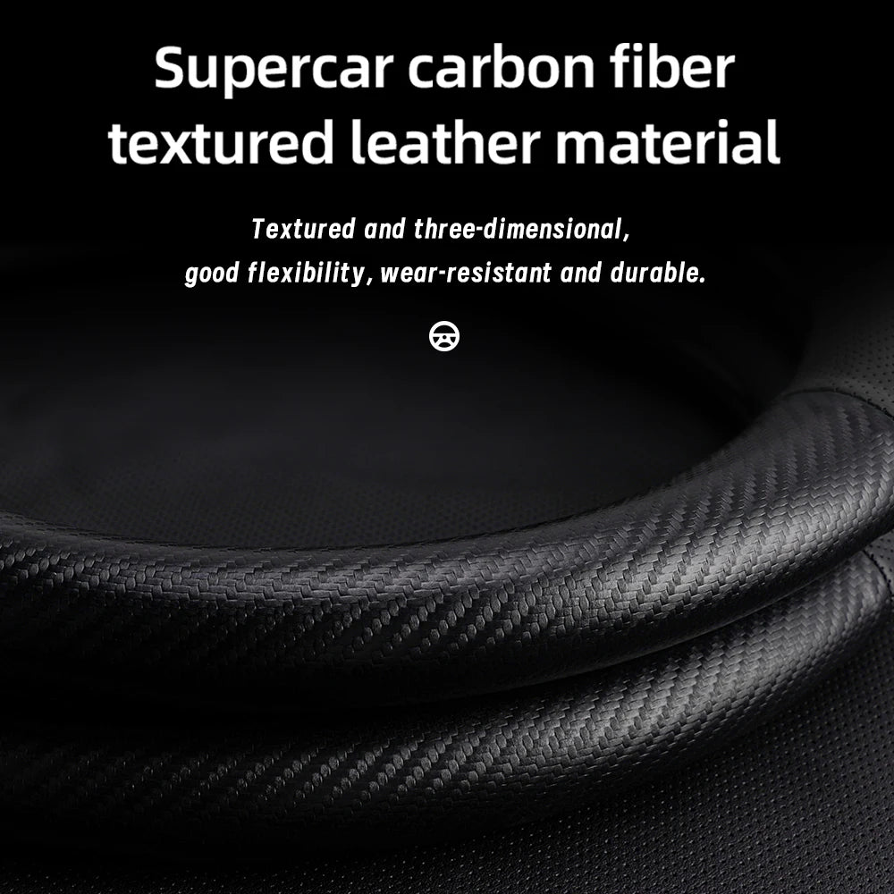 Suitable for Byd Breathable Leather Matte Carbon Fiber Texture Steering Wheel Cover for Dolphin Mini Seal Atto 3 King Shark 6 Song Pro Seagull F0 Sealion 7 Yuan plus Dmi Cars Accessories