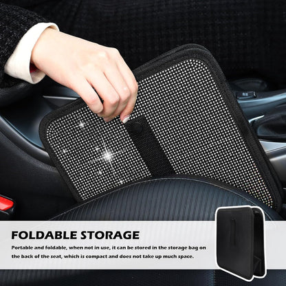 Foldable Rhinestone Car Trash Cans,Hanging Car Trash Bin as Stylish Decorations & Seat Organizer,Large Capacity Cars Garbage Can as Bling Cars Accessories for Women