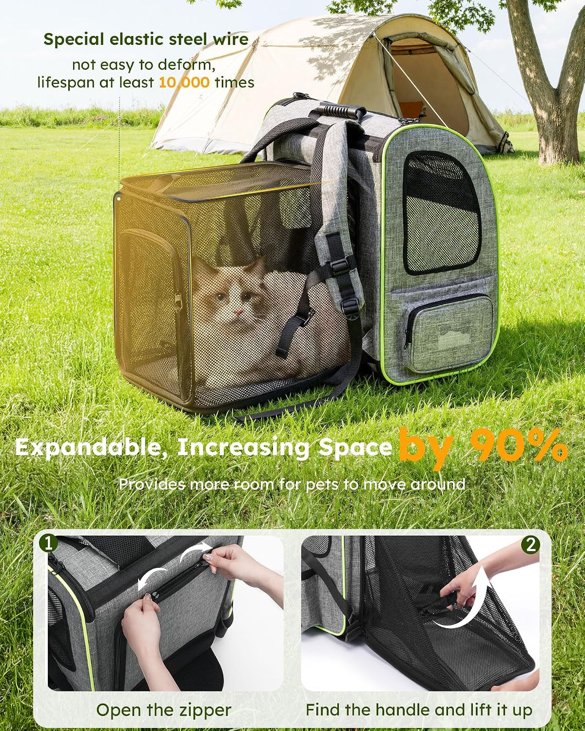 XL Cat Backpack Expandable, Cat Carrier Backpack Acrylic Window