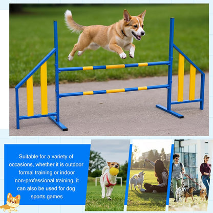 Agility Wing Jumps with Bar Dog Training Hedge Metal Frame Adjustable Pet Hurdles Jump Bars High Stability for Indoor Outdoor Dog Pet Agility Course Game