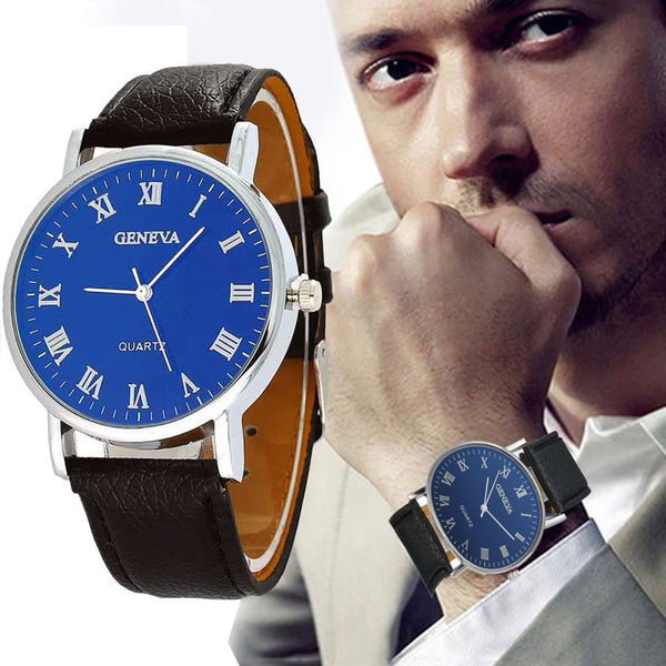 Ausyst Men'S Watch Fashion Luxury Faux Leather Mens Quartz Analog Watches Gift for Men 50% off Clearance