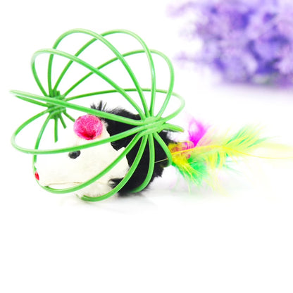Sale Pet Cat Funny Playing Toy Teal Fake Mouse Mice Rat in Cage Ball,Cat Toy Mouse