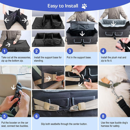 Dog Car Booster Seat for Large Medium Dogs under 55 Lbs