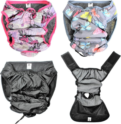 Leak Proof Waterproof Cat Dog Diapers Female Washable Reusable Absorbent Pad Padding Lined for Small Medium Large Pets (M: Waist 16" - 20", Pack of 2Pcs Pink and Gray)