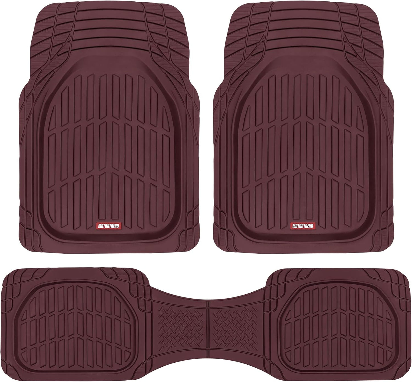 Flextough Floor Mats for Cars, Burgundy Deep Dish All-Weather Car Mats, Waterproof Trim-To Fit Automotive Cars Trucks SUV, Universal Liner Accessories