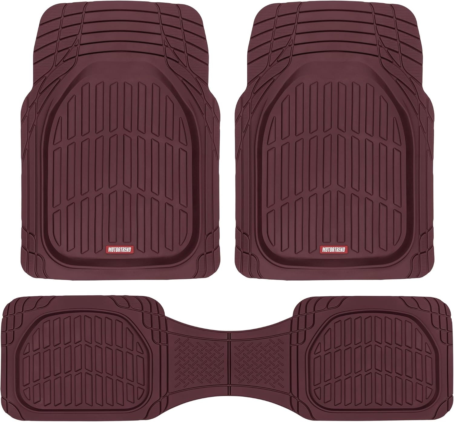Flextough Floor Mats for Cars, Burgundy Deep Dish All-Weather Car Mats, Waterproof Trim-To Fit Automotive Cars Trucks SUV, Universal Liner Accessories