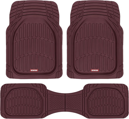Flextough Floor Mats for Cars, Burgundy Deep Dish All-Weather Car Mats, Waterproof Trim-To Fit Automotive Cars Trucks SUV, Universal Liner Accessories