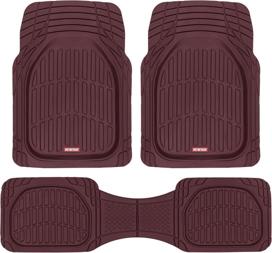 Flextough Floor Mats for Cars, Burgundy Deep Dish All-Weather Car Mats, Waterproof Trim-To Fit Automotive Cars Trucks SUV, Universal Liner Accessories