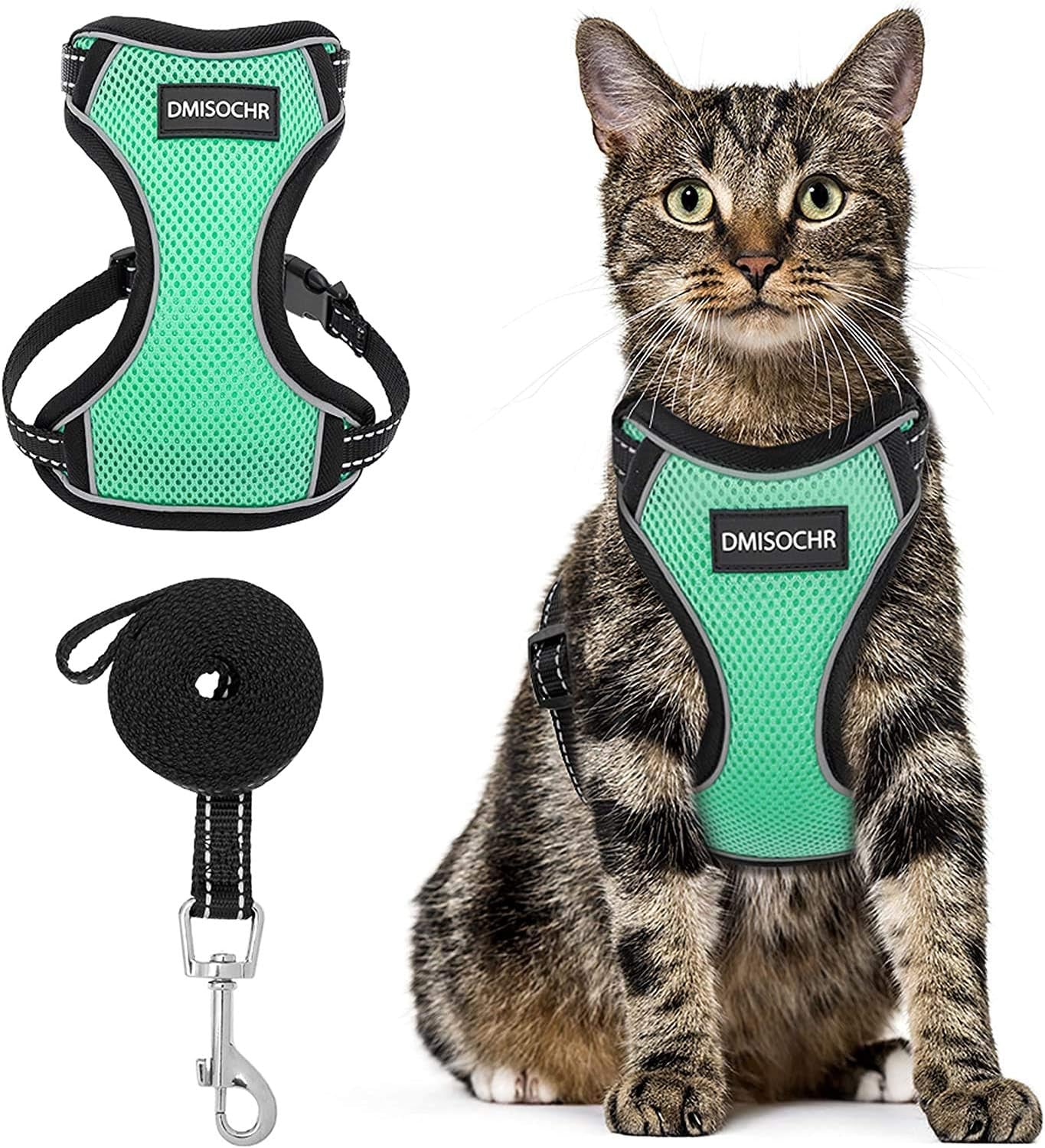 Cat Harness and Leash Set - Escape Proof Cat Vest Harness for Walking Outdoor - Reflective Adjustable Soft Mesh Breathable Body Pet Harness Easy Control for Small Medium Large Cats, Puppy