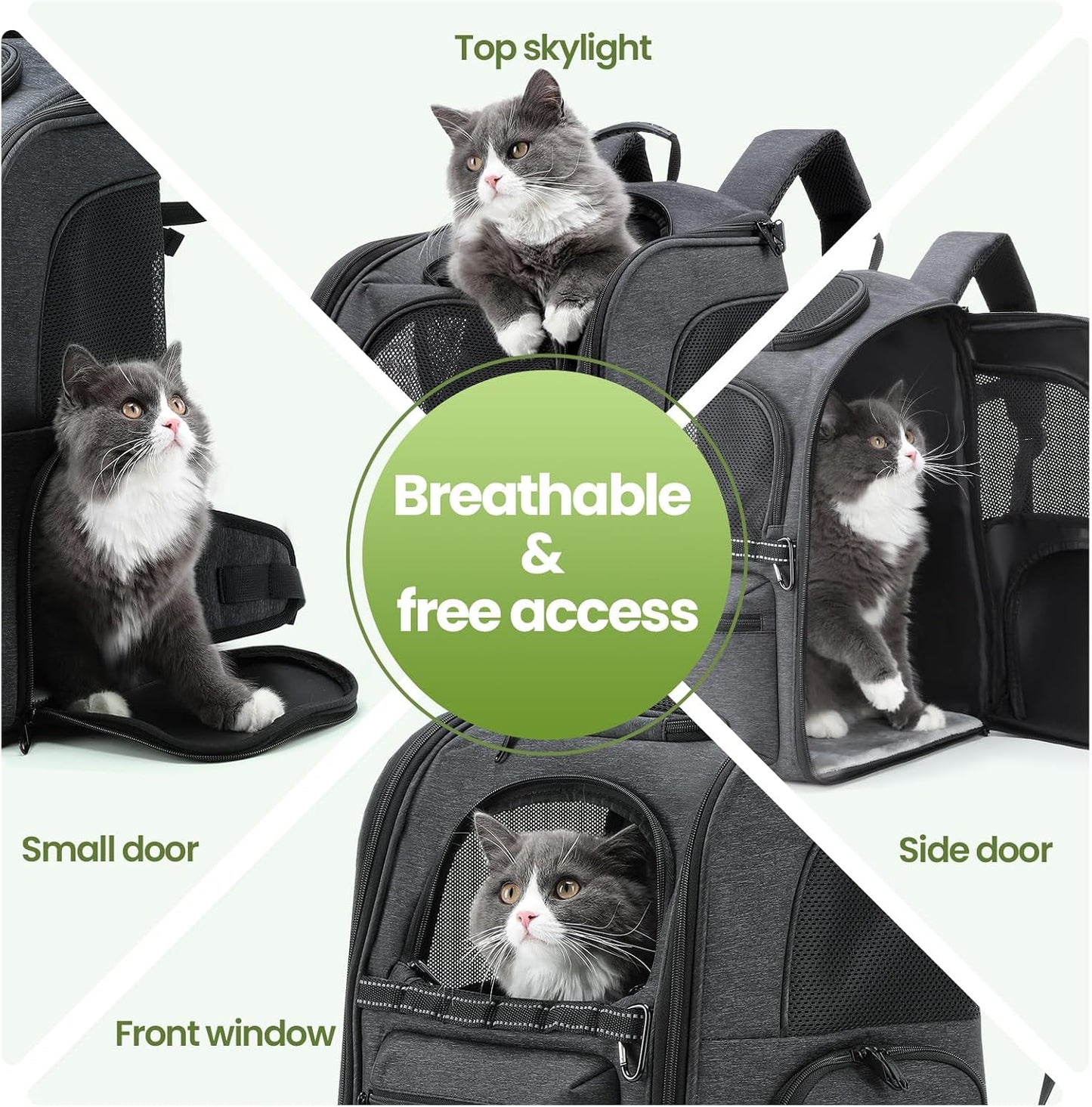 Ergonomic Cat Backpack, 30% Effort-Saving Breathable Pet Backpack