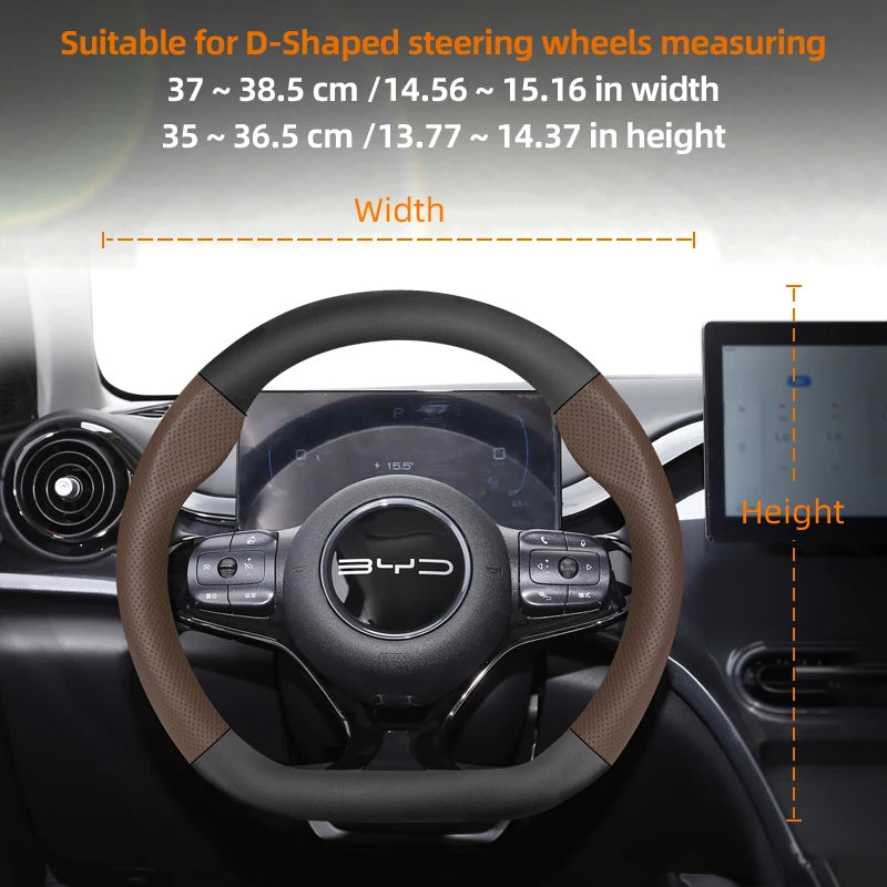 Suitable for Byd Breathable Leather Matte Carbon Fiber Texture Steering Wheel Cover for Dolphin Mini Seal Atto 3 King Shark 6 Song Pro Seagull F0 Sealion 7 Yuan plus Dmi Cars Accessories