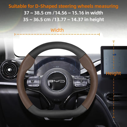Suitable for Byd Breathable Leather Matte Carbon Fiber Texture Steering Wheel Cover for Dolphin Mini Seal Atto 3 King Shark 6 Song Pro Seagull F0 Sealion 7 Yuan plus Dmi Cars Accessories