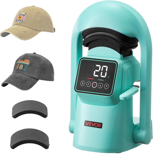 Auto Hat Heat Press Machine, with 2Pcs Interchangeable Platens, Automatic Open and Release, Touchscreen for Precise Time and Temperature Control, Heat Transfer Printing for Caps, Hats, Green