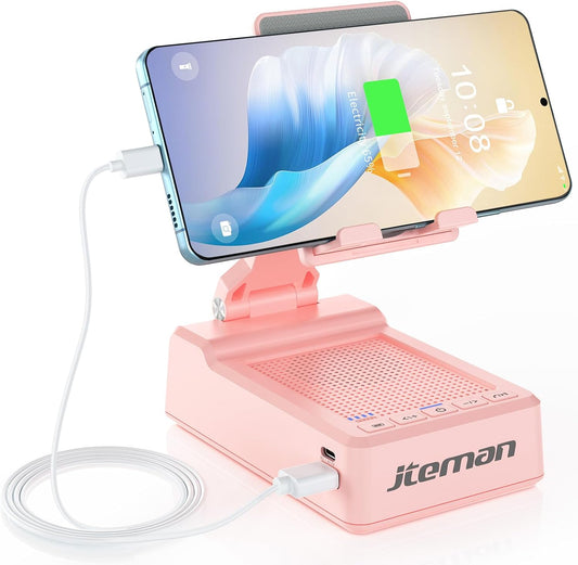 Gifts for Men Women,Cell Phone Stand with Bluetooth Speaker,Cool Tech Gadgets,Unique Birthday Gifts for Men Husband Mom Dad-Pink