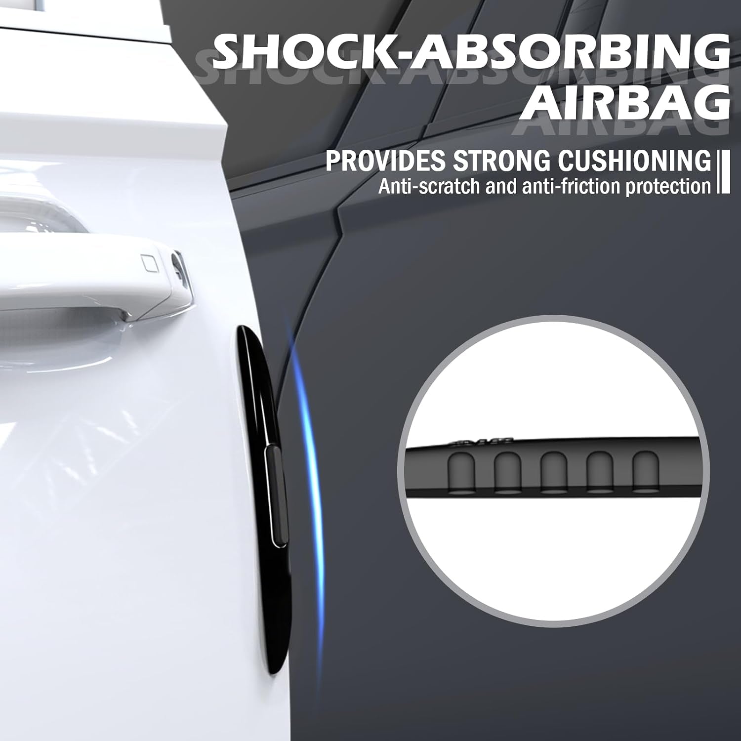 4PCS Car Door Edge Guards with Airbag,De-Static & Anti-Crash Car Door Protector with Dolphin Streamline Design,Universal Cars Doors Edge Protector Exterior Cars Accessories