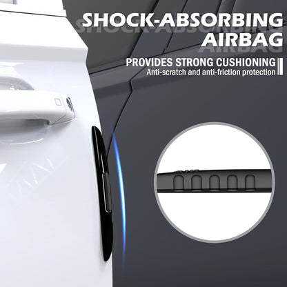 4PCS Car Door Edge Guards with Airbag,De-Static & Anti-Crash Car Door Protector with Dolphin Streamline Design,Universal Cars Doors Edge Protector Exterior Cars Accessories