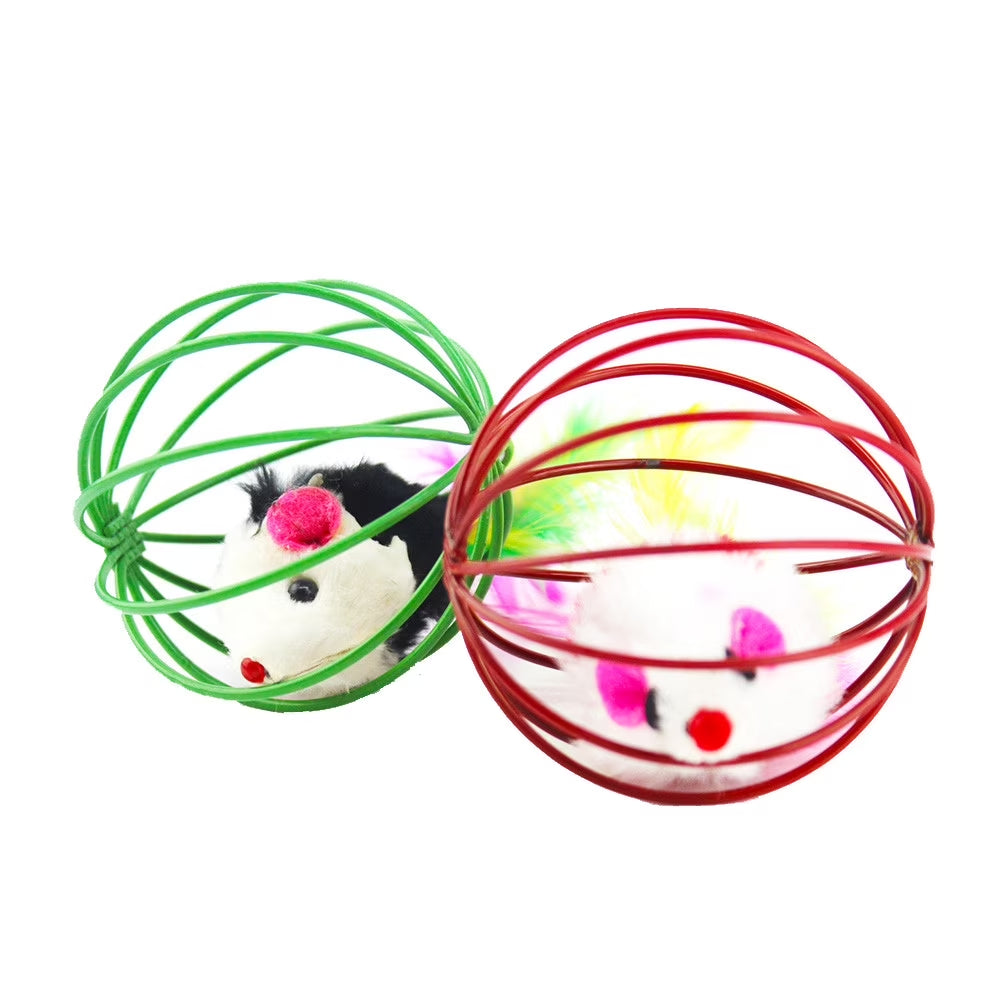 Sale Pet Cat Funny Playing Toy Teal Fake Mouse Mice Rat in Cage Ball,Cat Toy Mouse