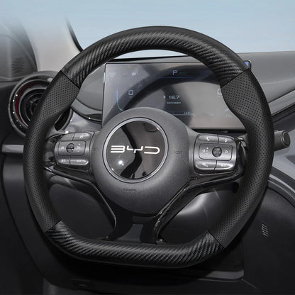 Suitable for Byd Breathable Leather Matte Carbon Fiber Texture Steering Wheel Cover for Dolphin Mini Seal Atto 3 King Shark 6 Song Pro Seagull F0 Sealion 7 Yuan plus Dmi Cars Accessories