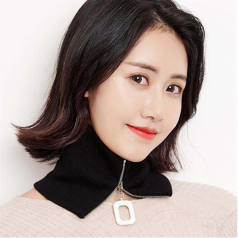 Knitted Collar Scarves for Women Detachable Fake High Collar Scarves Lapel Wrap Zipper Choker for off Shoulder Clothing