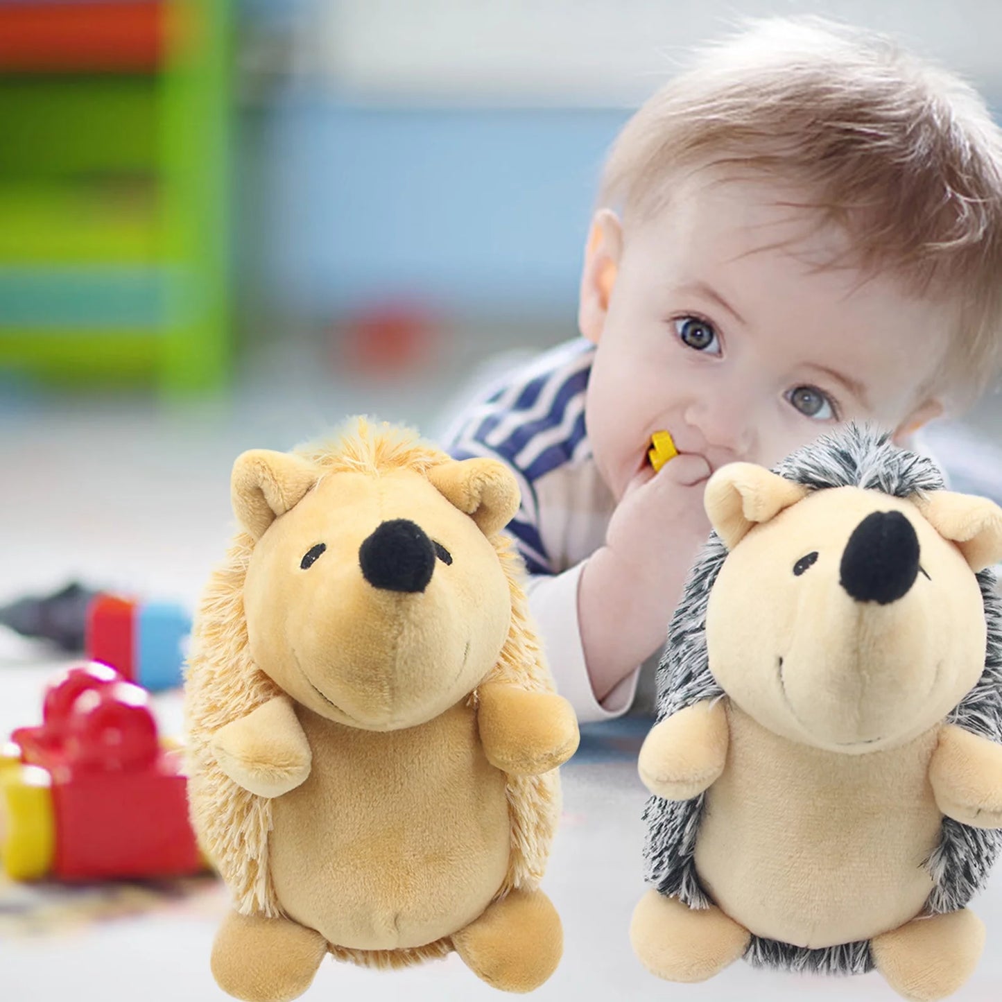 Plush Hedgehog Dog Toys, Squeaky Stuffless Hedgehog for Small and Medium Dogs, Keep Your Puppy Busy with Multi-Colored Interactive Pet Toys