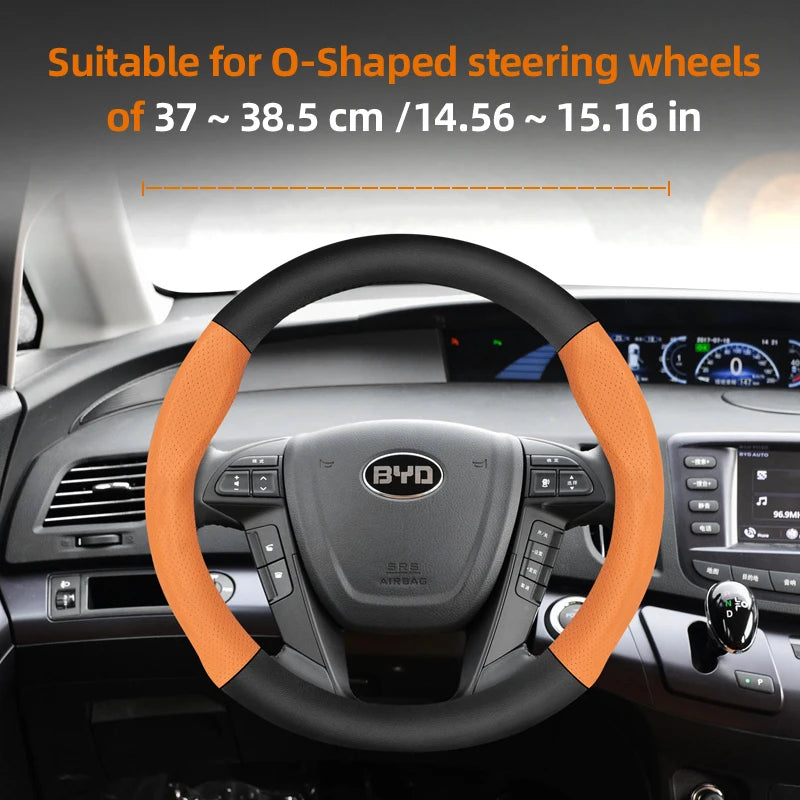 Suitable for Byd Breathable Leather Matte Carbon Fiber Texture Steering Wheel Cover for Dolphin Mini Seal Atto 3 King Shark 6 Song Pro Seagull F0 Sealion 7 Yuan plus Dmi Cars Accessories