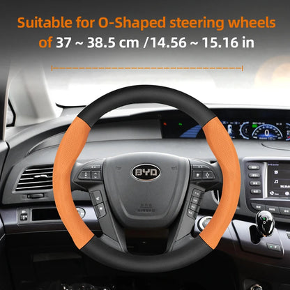 Suitable for Byd Breathable Leather Matte Carbon Fiber Texture Steering Wheel Cover for Dolphin Mini Seal Atto 3 King Shark 6 Song Pro Seagull F0 Sealion 7 Yuan plus Dmi Cars Accessories