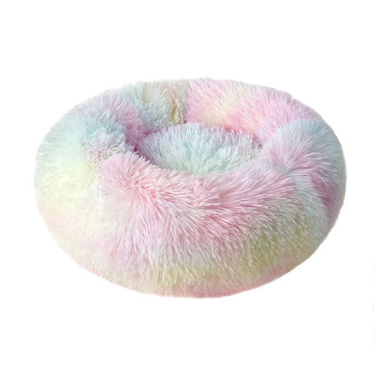 Round Plush Pet Bed for Dogs & Cats,Fluffy Soft Warm Calming Dog Bed Sleeping Kennel Nest,20 X 20 X 8"