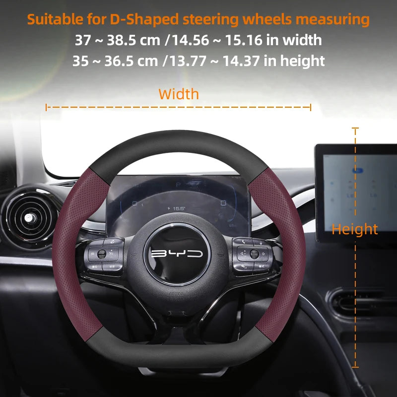 Suitable for Byd Breathable Leather Matte Carbon Fiber Texture Steering Wheel Cover for Dolphin Mini Seal Atto 3 King Shark 6 Song Pro Seagull F0 Sealion 7 Yuan plus Dmi Cars Accessories