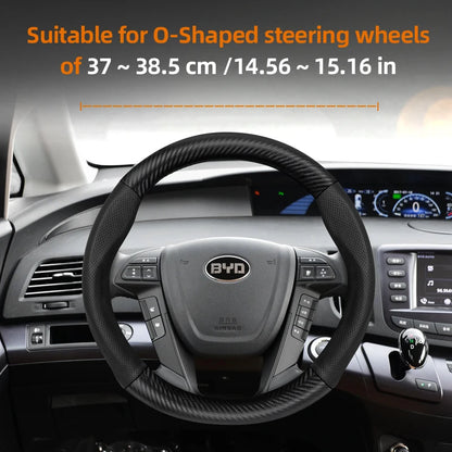 Suitable for Byd Breathable Leather Matte Carbon Fiber Texture Steering Wheel Cover for Dolphin Mini Seal Atto 3 King Shark 6 Song Pro Seagull F0 Sealion 7 Yuan plus Dmi Cars Accessories